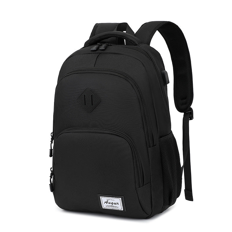 Backpack Simple And Lightweight Charging With USB Interface Pure Black