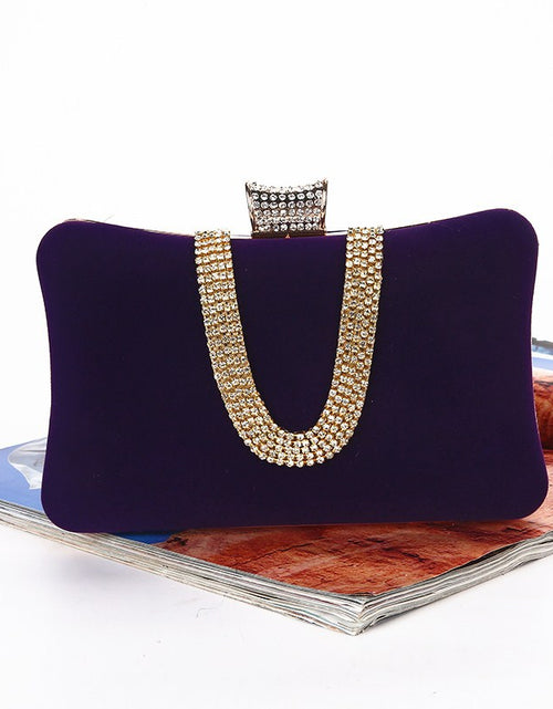 Load image into Gallery viewer, Suede European And American Food Bag U-shaped Diamond Purple 20cm6cm12cm
