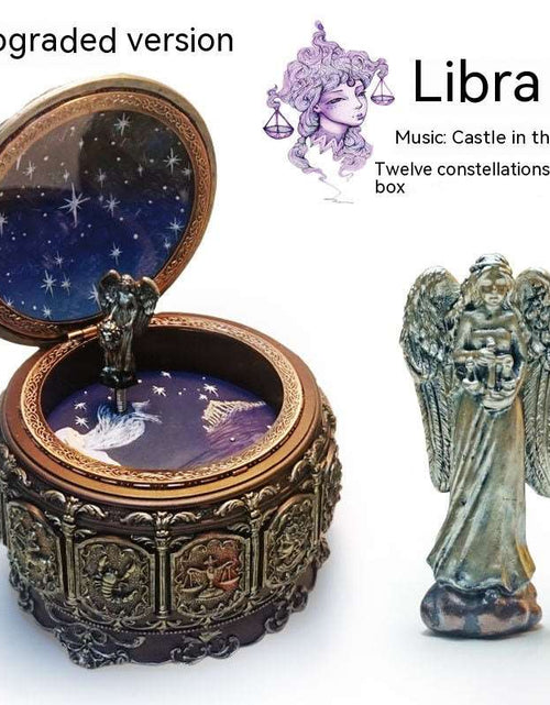 Load image into Gallery viewer, Retro Rotating Luminous Constellation Music Box Birthday Gift For Girls Libra Music Sky City
