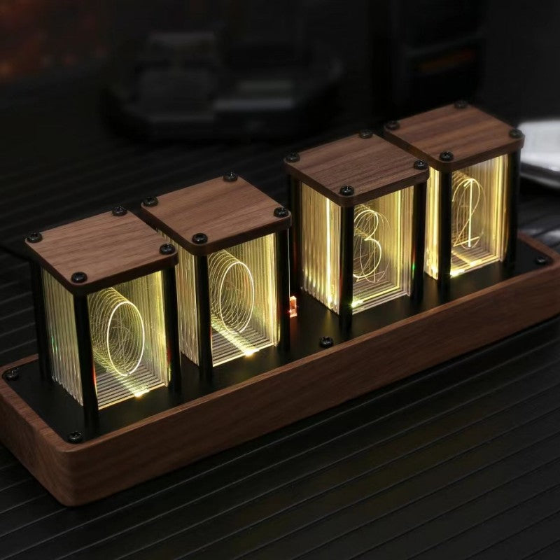 Wooden Stylish Alarm Clock Desktop Be Nixie Tube Clock Assembly-free