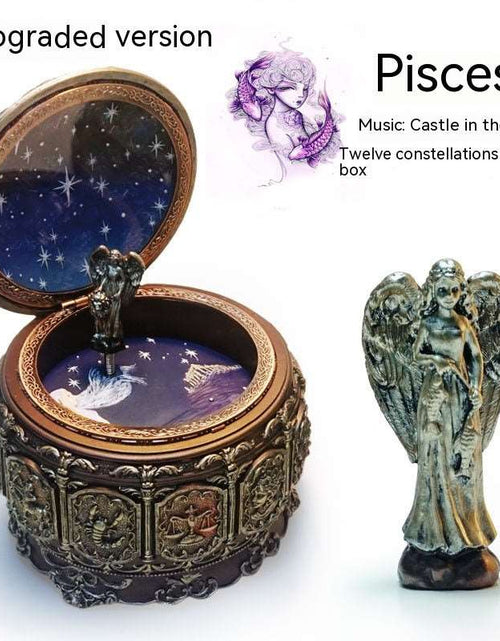 Load image into Gallery viewer, Retro Rotating Luminous Constellation Music Box Birthday Gift For Girls Pisces Music Sky City
