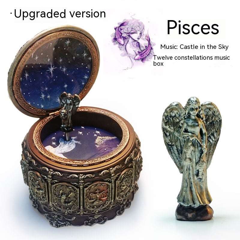 Retro Rotating Luminous Constellation Music Box Birthday Gift For Girls Pisces Music Sky City