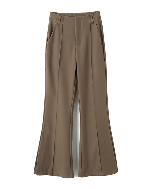 Load image into Gallery viewer, Chic Elegance: Sleek High Waist Flare Slit Suit Pants - Elevate Your Look with Sophisticated Style and Flair Coffee
