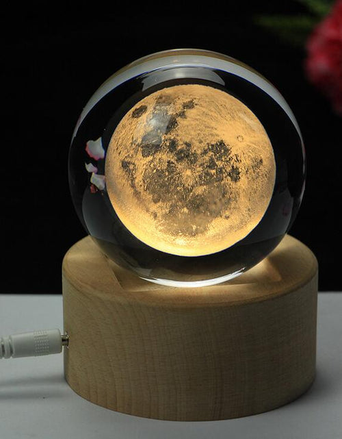 Load image into Gallery viewer, Moon Crystal Ball 3D Laser Home Decoration Accessories Warm wooden Moon
