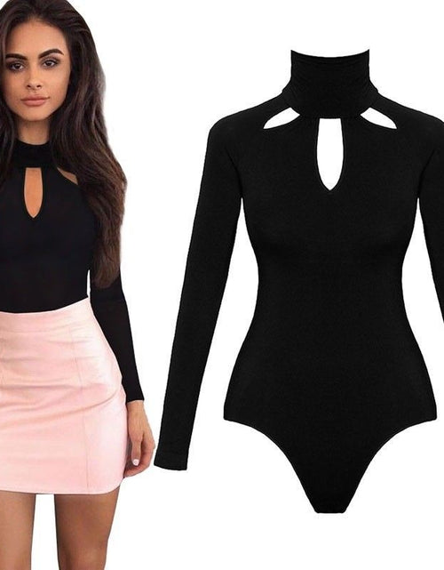 Load image into Gallery viewer, Black Cutout Long Sleeve Slim Sexy Solid Color Jumpsuit
