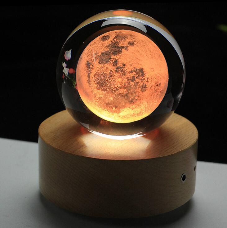 Moon Crystal Ball 3D Laser Home Decoration Accessories Rotary colour Moon