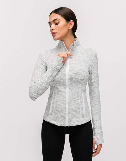 Load image into Gallery viewer, Plain Solid Color Yoga Fitness Exercise Women&#39;s Slim-fit Stretch Sports Jacket Alpine White
