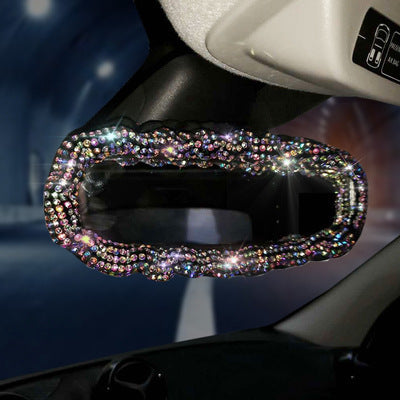 Diamond Hand Brake Gear Safety Belt Shoulder Pad Hot Drilling Handle Cover Full Diamond Steering Wheel Cover Rear View Mirror Cover Mirros Set