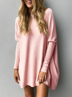 Load image into Gallery viewer, Cozy Chic: Women&#39;s Fluffy Tie Top T-shirt – Street Style Round Neck, Horn Long Sleeve, and Loose Fit in Cotton Comfort Pink
