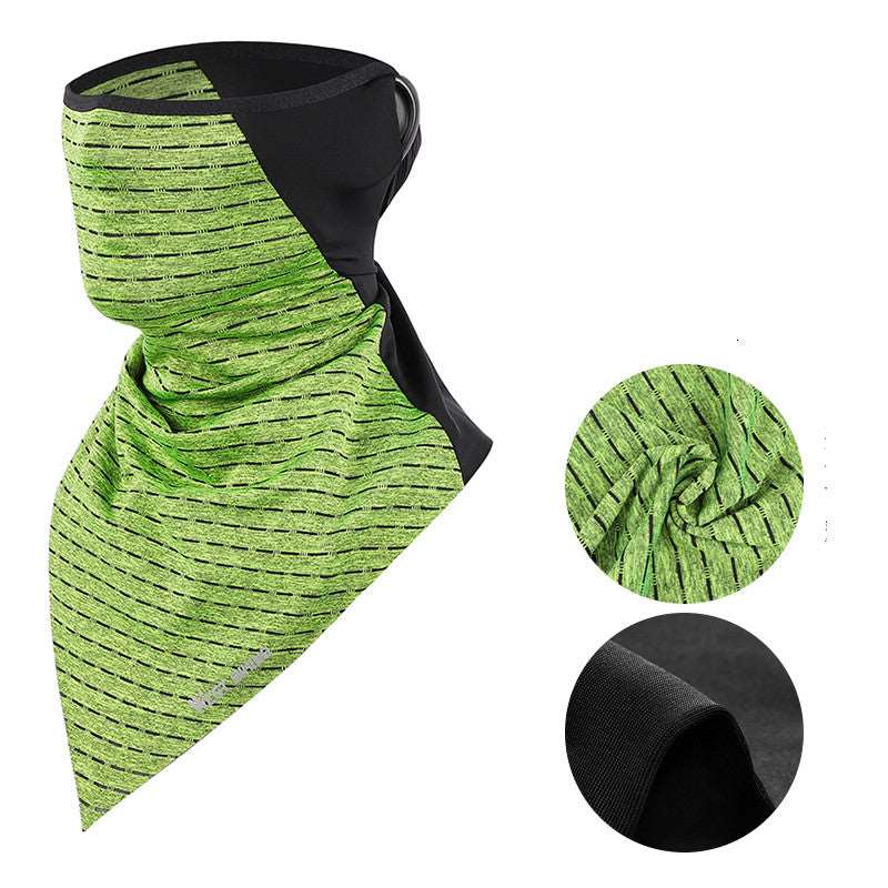 Hanging ear scarf Anti-Laying Bib ice silk stitching Green