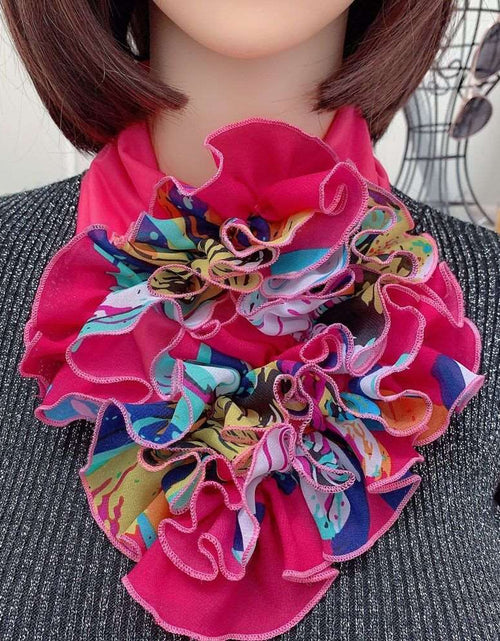 Load image into Gallery viewer, Women&#39;s bib scarf Rose red sunflower
