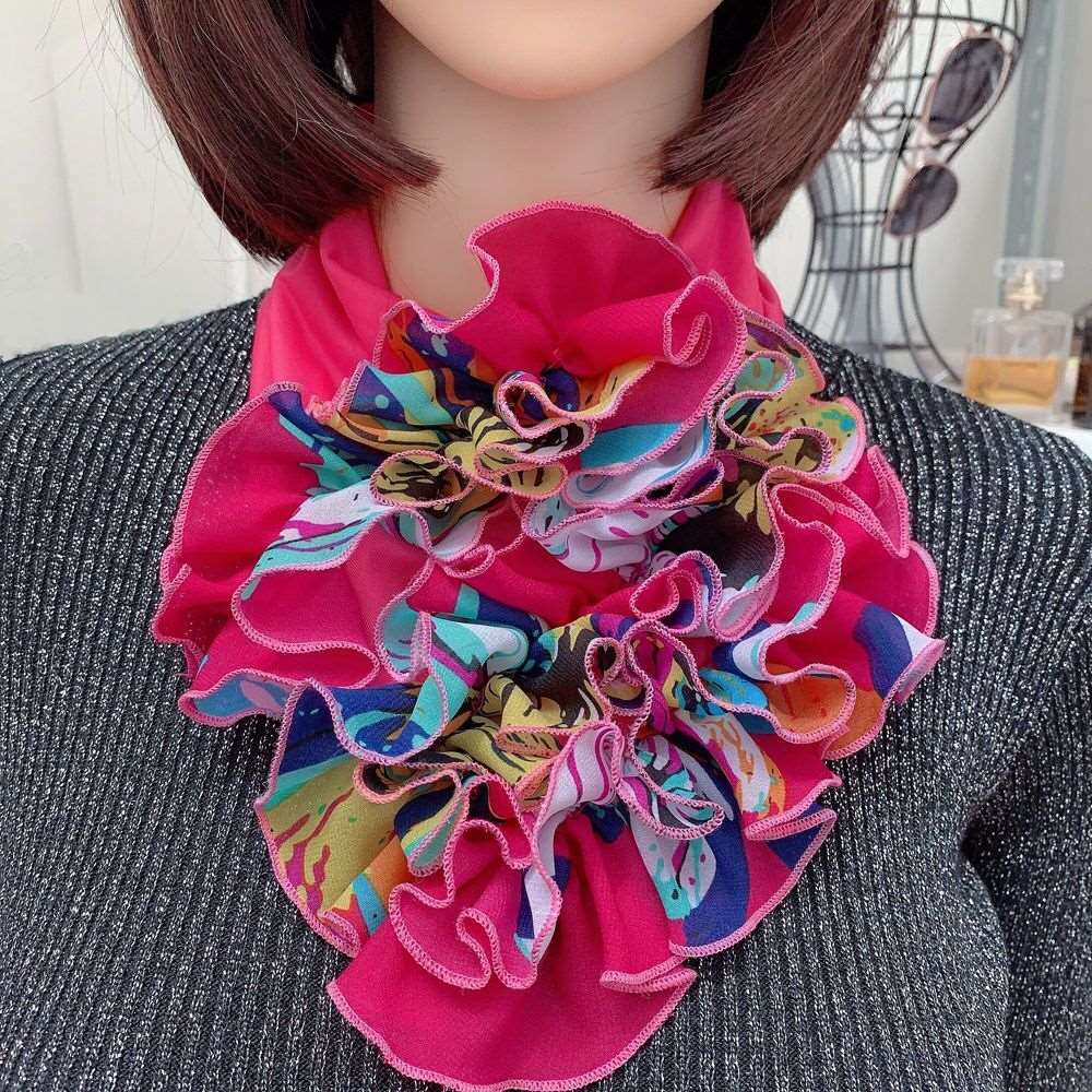 Women's bib scarf Rose red sunflower