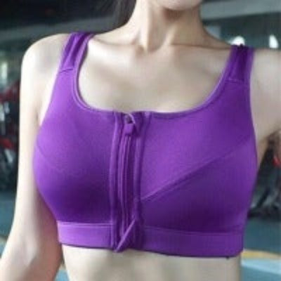 High-strength Professional Shockproof Sports Bra Without Steel Ring Adjustment Nylon Polyester Fiber Fixed Double Shoulder Strap Purple