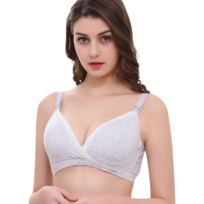 Ultimate Comfort for Moms: Cross-Type Breastfeeding Bra - No Steel Ring, Double Buckle, Cotton Bliss for Pregnant Women