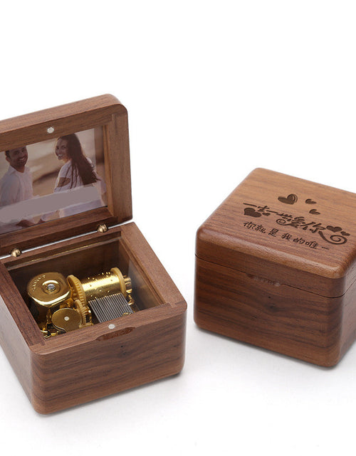 Load image into Gallery viewer, Wooden DIY Photo Music Box Children Birthday Gift Music Box Walnut
