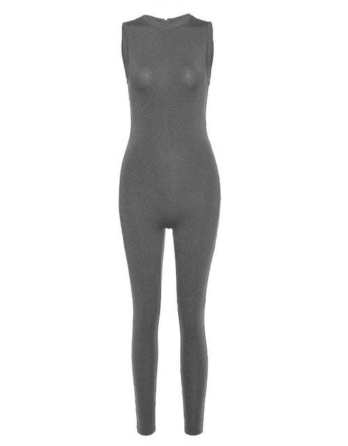 Load image into Gallery viewer, Sculpt and Soar: Sleeveless Slim High Waist Sports Jumpsuit in Black or White Color Grey
