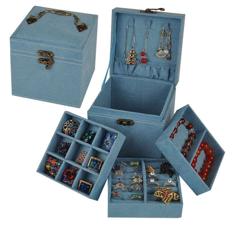 Retro Jewelry Box European-style Small Multi-layer Lattice