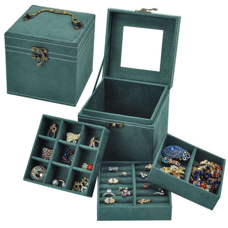 Retro Jewelry Box European-style Small Multi-layer Lattice