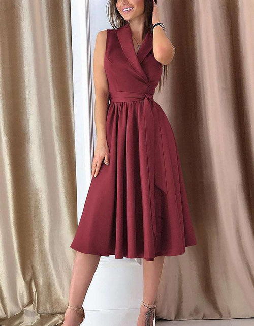 Load image into Gallery viewer, Effortless Elegance: Casual Sleeveless Belt Midi Dress for Chic Females
