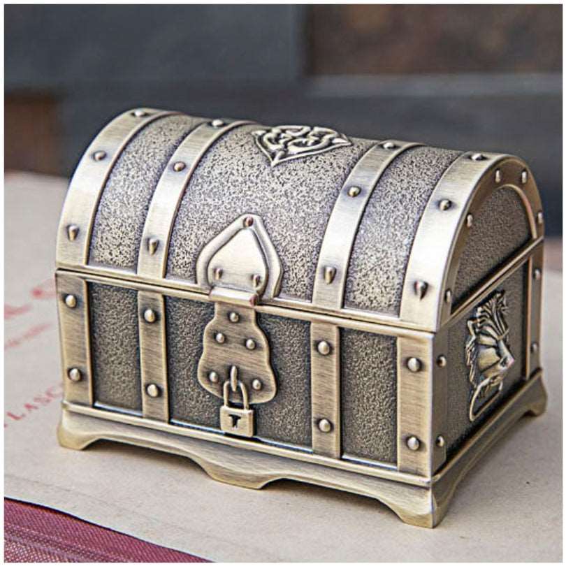 Metal Creative European Style Retro Classic Pirate Box Treasure Box Jewelry Box Wedding Birthday Gift Green bronze