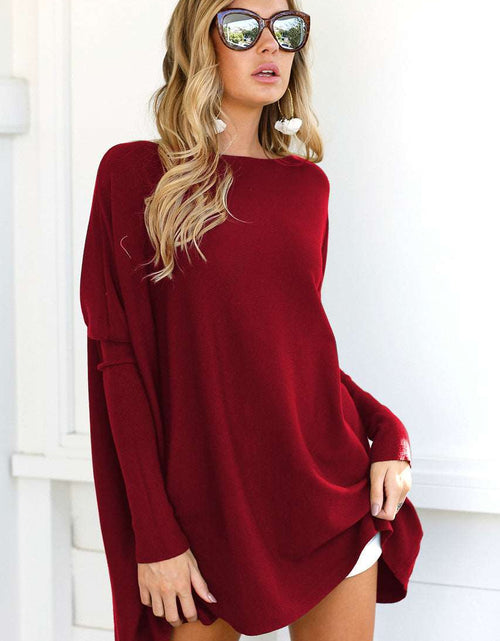 Load image into Gallery viewer, Cozy Chic: Women&#39;s Fluffy Tie Top T-shirt – Street Style Round Neck, Horn Long Sleeve, and Loose Fit in Cotton Comfort
