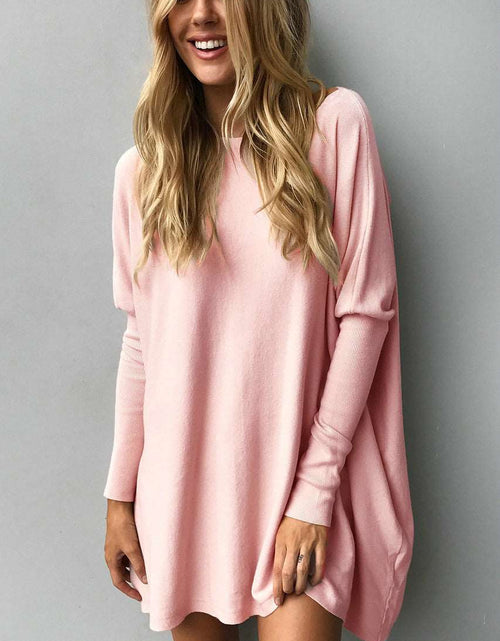 Load image into Gallery viewer, Cozy Chic: Women&#39;s Fluffy Tie Top T-shirt – Street Style Round Neck, Horn Long Sleeve, and Loose Fit in Cotton Comfort
