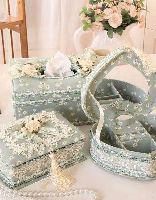 Load image into Gallery viewer, Jewelry Box, Earrings, Ring Storage Box, Tissue Box Green Suit
