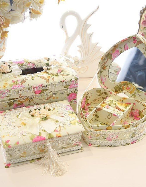 Load image into Gallery viewer, Jewelry Box, Earrings, Ring Storage Box, Tissue Box Pink Suit
