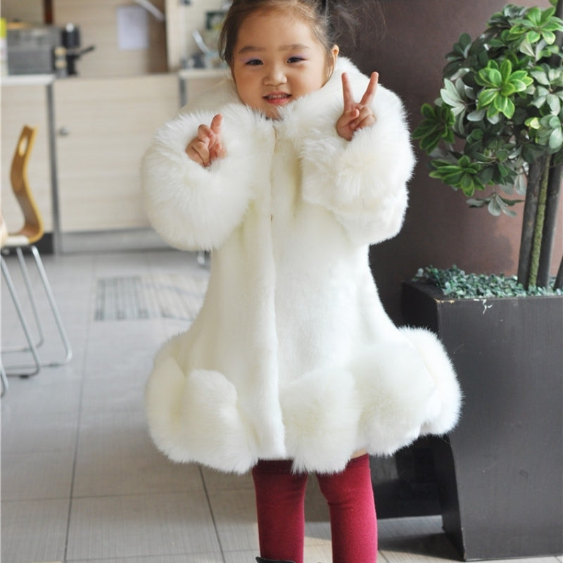 Korean Style Imitated Mink Fox Fur Cotton-padded Thickened Baby Wool Blended Jacket