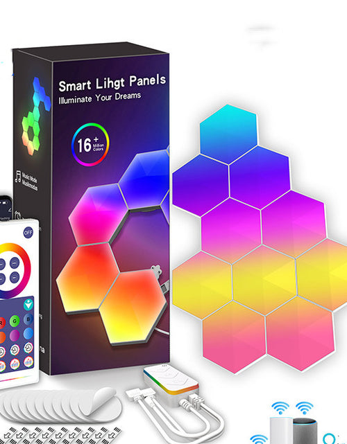 Load image into Gallery viewer, Graffiti Hexagonal Quantum Lamp Bedside Lamp Wall Lamp E-sports Ambience Light Smart Honeycomb Lamp
