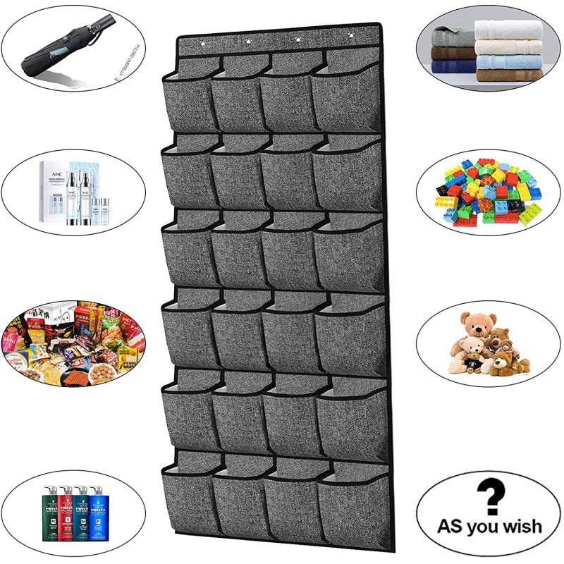 Non Woven Fiber 24 Grids Hanging Storage Bag Behind The Door Bags Home (wall-mounted, balcony wall-mounted, bathroom wall-mounted, wardrobe wall-mounted, kitchen wall-mounted, door & window wall-mounted)