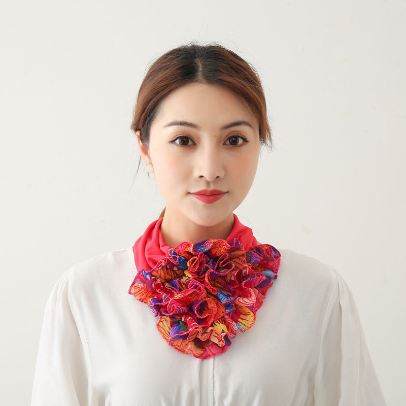 Women's bib scarf Rose red