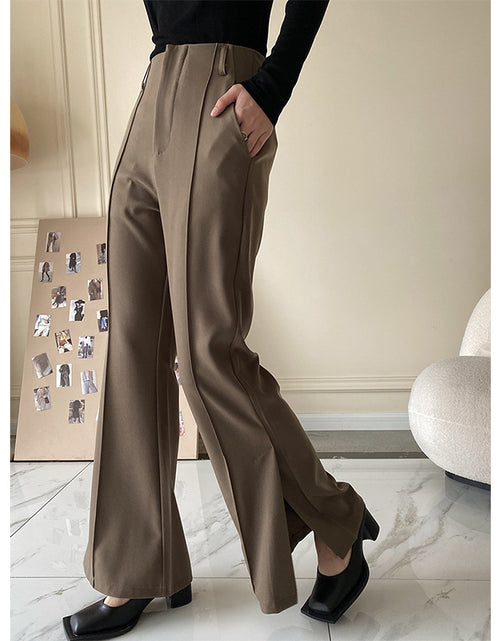 Load image into Gallery viewer, Chic Elegance: Sleek High Waist Flare Slit Suit Pants - Elevate Your Look with Sophisticated Style and Flair
