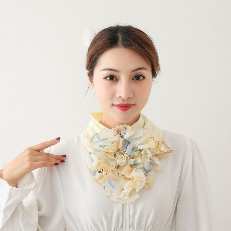 Women's bib scarf Rice white