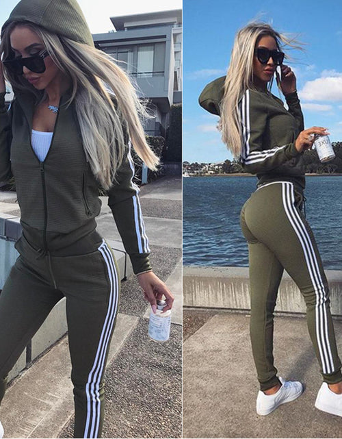 Load image into Gallery viewer, Simple and comfort: Women&#39;s Sports And Leisure Suit Set - 2 pc sets include Jacket and Pant in various color - for daily exercise and casual wear
