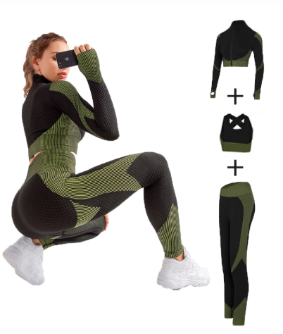 Load image into Gallery viewer, Fitness Fusion: Female Yoga Set - Elevate Your Workout with Stylish and Functional Gym Wear - Best Selling Product - Causal Crossing Training 3pcs Set Green
