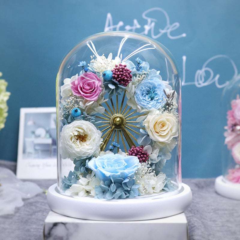 Ferris Wheel With Light Rose Decoration Blue