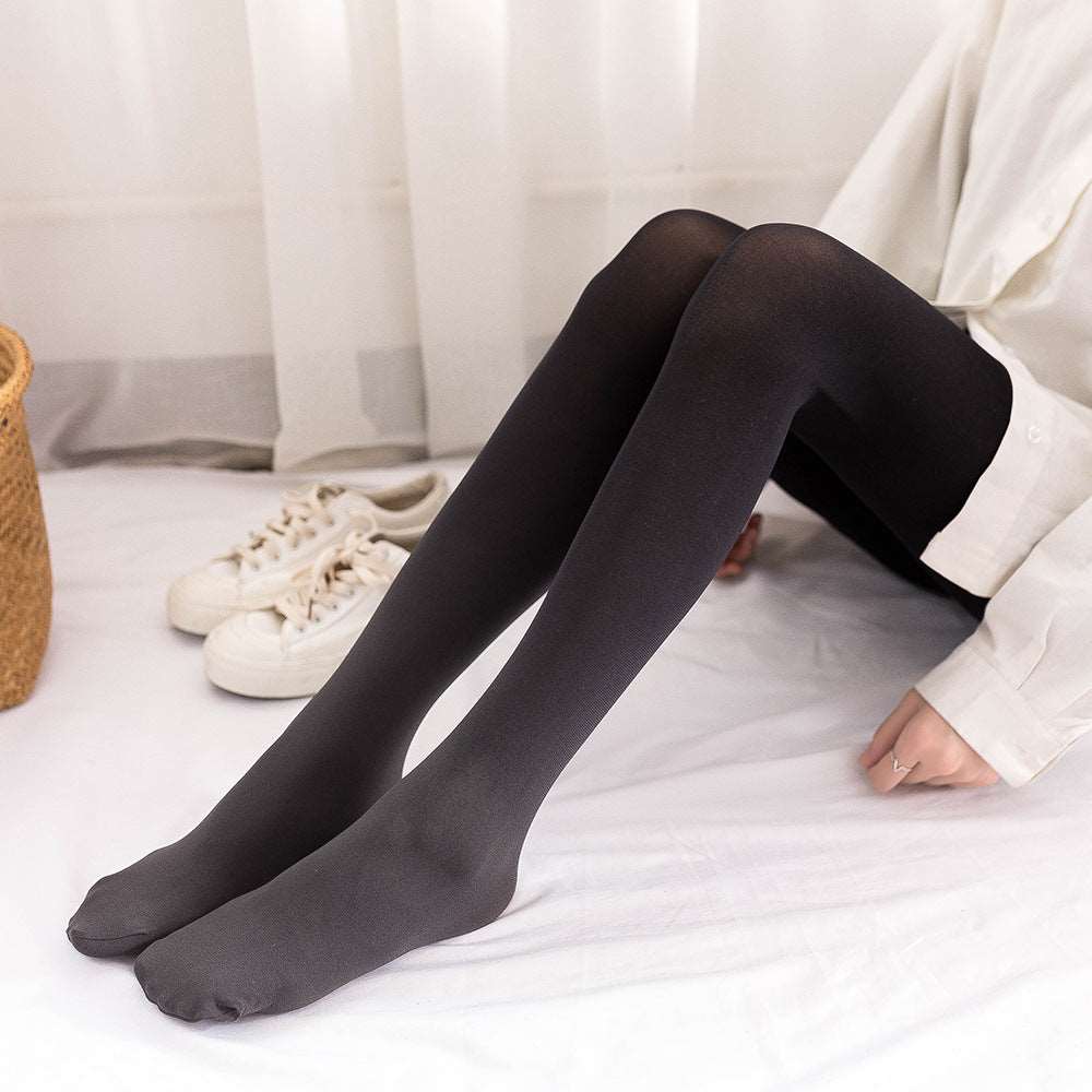 Chic Ombre Allure: Gradient Transition Color Pantyhose Velvet Bottom Socks Black One size