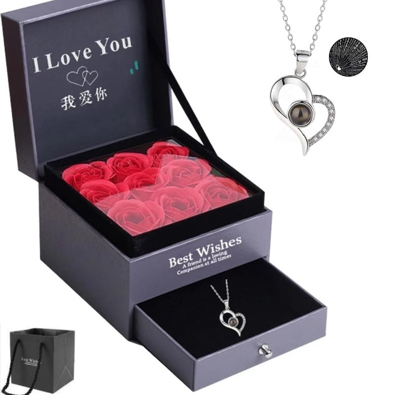 100 Languages I Love You Projection Necklace Electroplating Heart Romantic Necklace