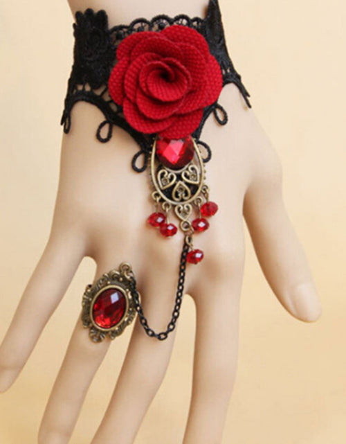 Load image into Gallery viewer, Womens Vintage Lace Red Rose Bracelet Style5174
