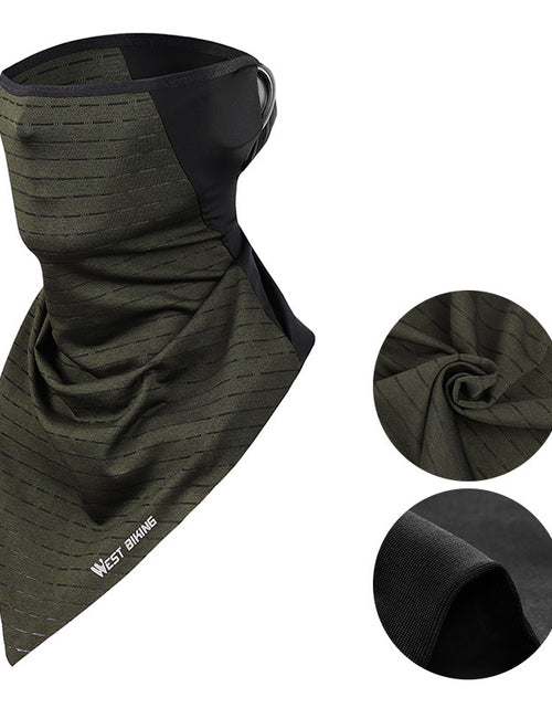 Load image into Gallery viewer, Hanging ear scarf Anti-Laying Bib ice silk stitching Dark green
