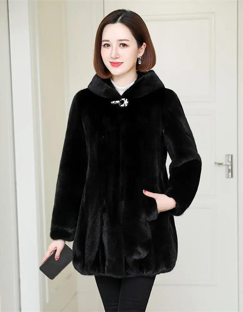 Load image into Gallery viewer, Ladies Winter Mink OL Commuting Work Informal Coat Fur Coat Black
