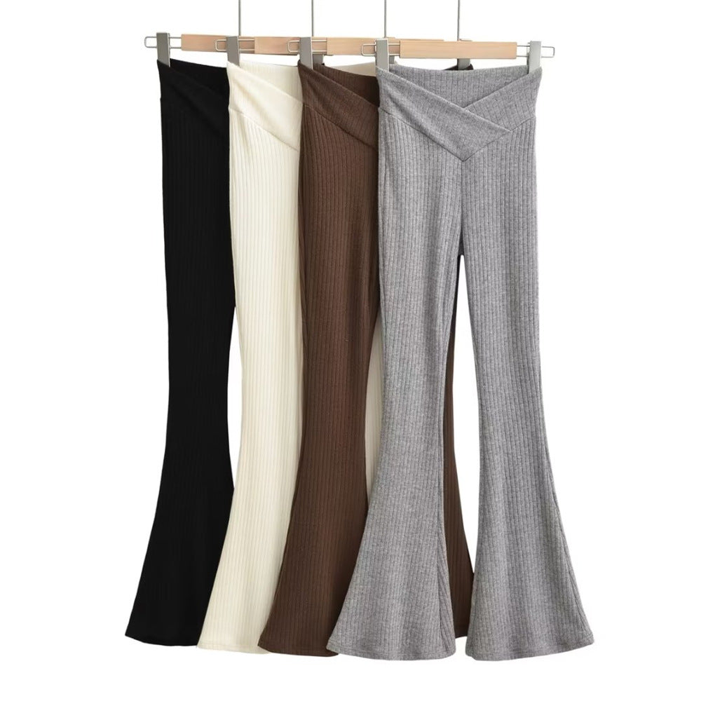 Enhanced Style: Hip Lifting and Leg-Lengthening Knitted Micro Flare Pants - Elevate Your Look with Flattering Silhouette and Comfort