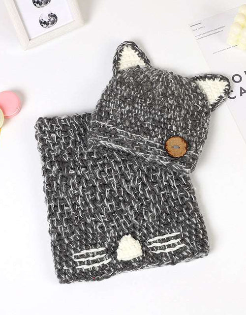 Load image into Gallery viewer, Autumn And Winter Cat Ears Wool Children Hat Scarf Two-piece Set Cute Baby
