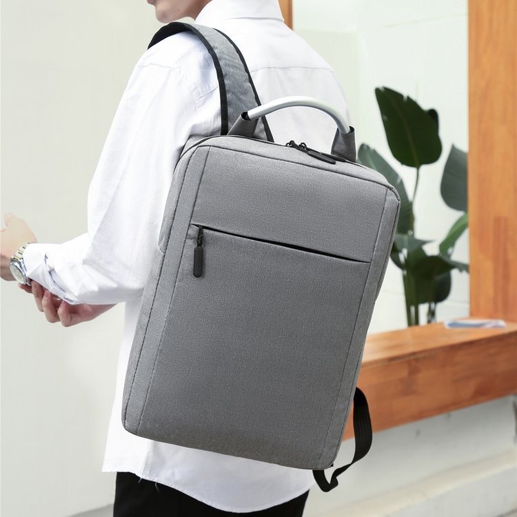 Shoulder Computer Bag 15.6-inch Notebook Backpack Male Square Vertical Business Causal Style Grey 15.6 Inch