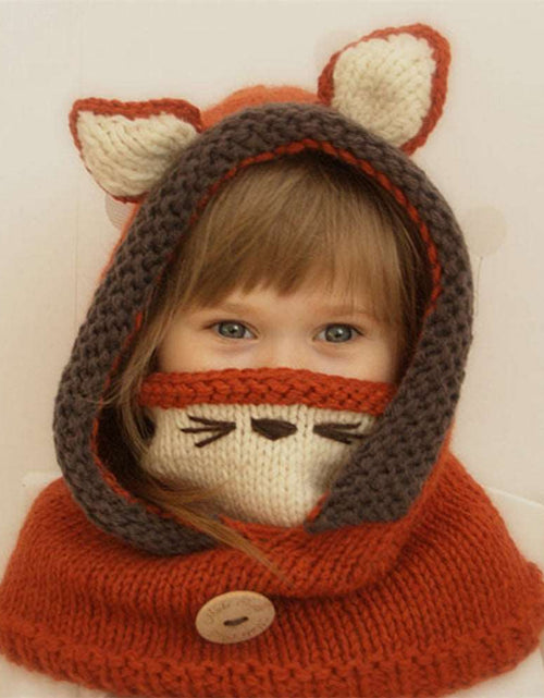 Load image into Gallery viewer, Warm woolen baby hat handmade knitted hat
