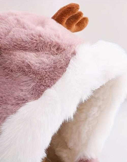 Load image into Gallery viewer, Cute Deer Hat Women Plush Rabbit Ear Funny Lolita Sweet Kawaii Winter Fluffy Fleece Warm Hat Plush Winter Thickened Cute Antlers Baby Hat With Scarf For 5-10 Y Children
