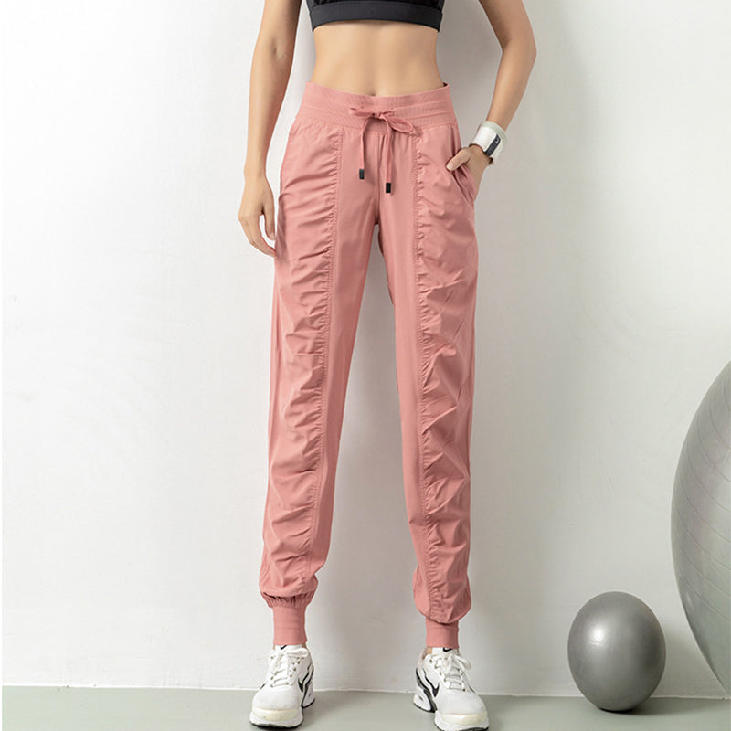 Stay Active in Comfort: Women's Casual Sports Pants with Loose Legs, Drawstring High Waist, and Pockets - Perfect for Running, Gym, and Yoga Fitness Pink