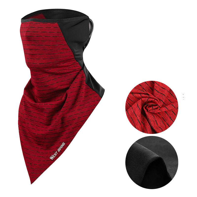 Hanging ear scarf Anti-Laying Bib ice silk stitching Red