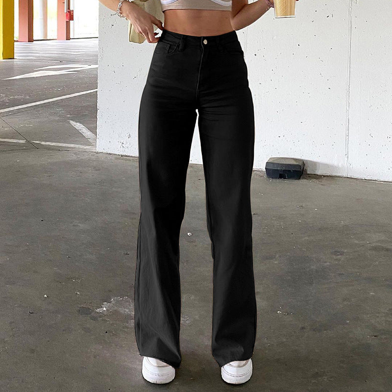 Street Chic: High Waist Slim Bell Bottom Jeans - Spice Girl Style Denim Pants Flaky Trousers Black